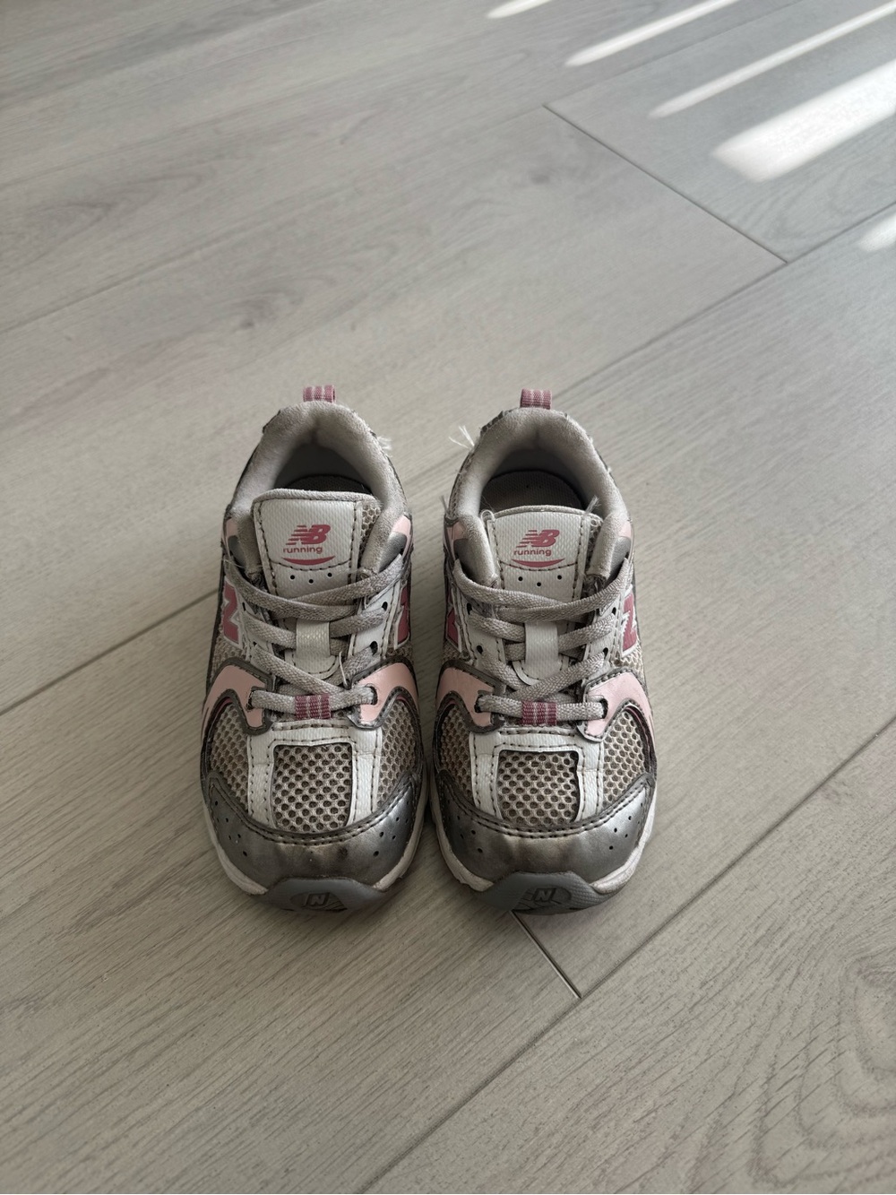 New Balance Kids Silver & Pink Sneakers